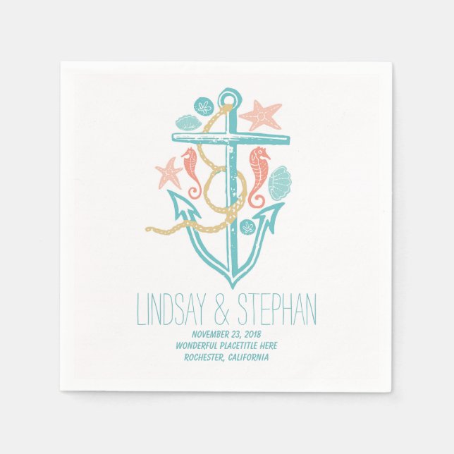Liebliches und romantisches Hochzeitspapier Napkin Serviette (Vorderseite)