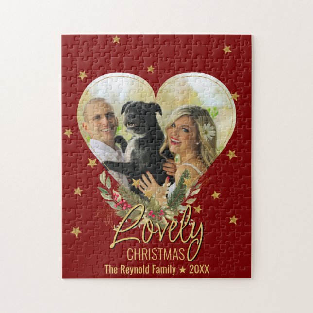 Liebliches Weihnachts-Foto Heart Gold Glitzer Star (Vertikal)