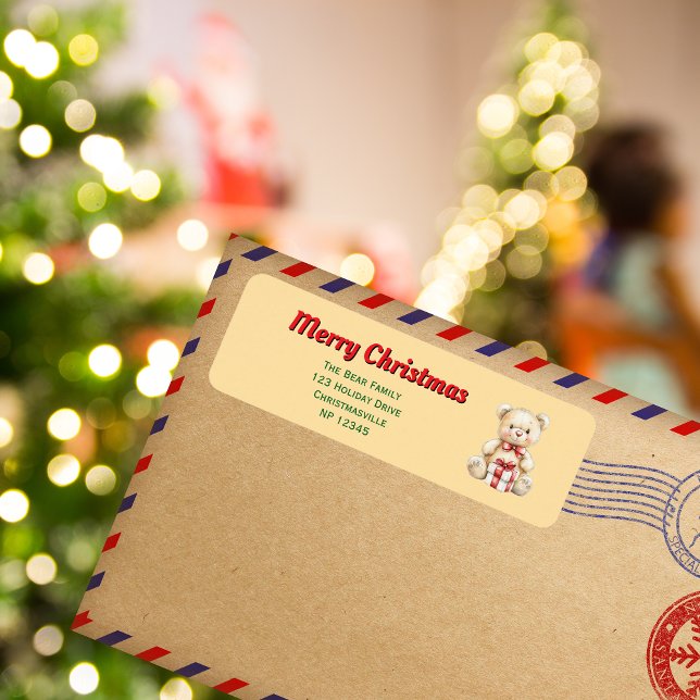 Liebliches Weihnachts-Teddy-Bären-Rücksendesiegel (Von Creator hochgeladen)
