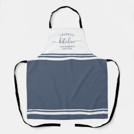 Liebling gebacken in blauem französischem Streifen Schürze