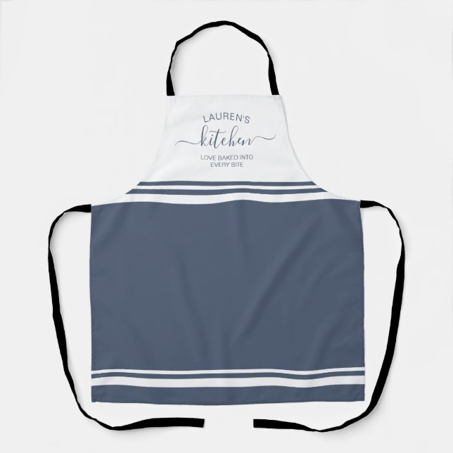 Liebling gebacken in blauem französischem Streifen Schürze (Vorderseite)