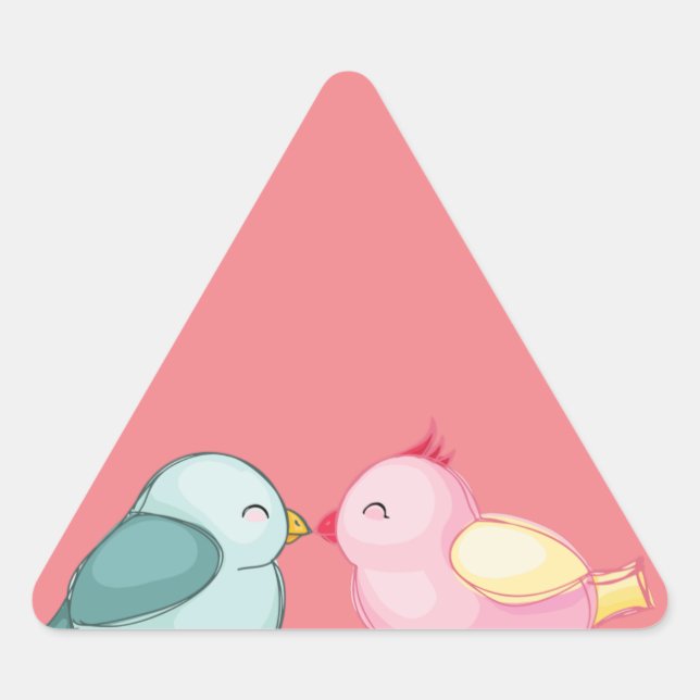 Liebling-Vögel-Liebe-Romantik Dreieckiger Aufkleber (Vorderseite)
