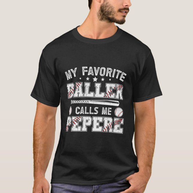 Lieblings-Baller-Baseball-Pepere eines Baseballspi T-Shirt (Vorderseite)