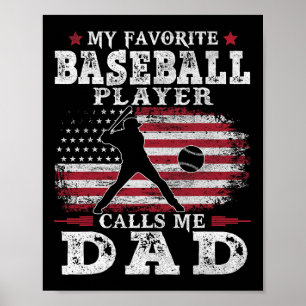 Lieblings-Baseballspieler nennt mich Dad USA-Flagg Poster