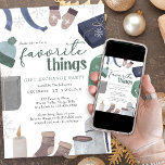 Lieblings-Dinge Gemütliches Winter-Geschenk-Exchan Einladung<br><div class="desc">Lieblings-Dinge Geschenkartikel tauschen Party, das Sie mit Ihren eigenen Regeln und Anweisungen anpassen können. Wasserfarben-Design mit handgeschriebenem Titel und skandinavischem Brauchtum, gemütliche Pullover-Wettergeschenke. Neutrales Design in Grün, Blau, Braun und Grau - perfekt für rustikale Weihnachtsthemen oder Winterferien. Bitte stöbern Sie in meiner Geschenkartikelsammlung nach Alternativen wie zum Beispiel dem weißen...</div>