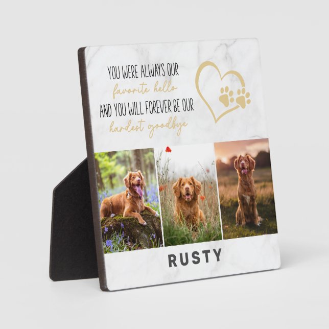 Lieblings-Hallo Hardest Goodbye Pet Memorial Fotoplatte (Vorderseite)