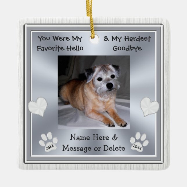 Lieblings-Hallo kaum gut durch Hunde-Memorial Gesc Keramikornament (Vorderseite)