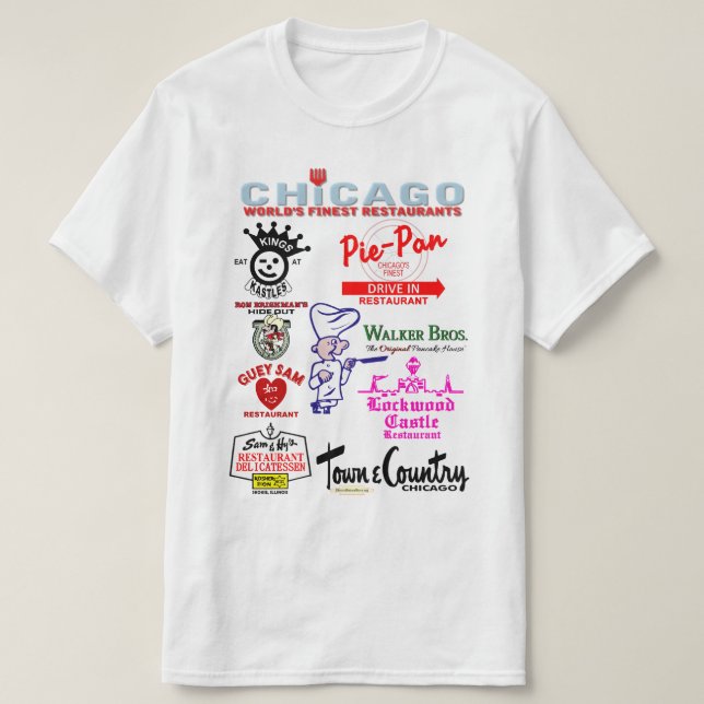 Lieblings-Restaurants in Chicagoland, v3. T-Shirt (Design vorne)