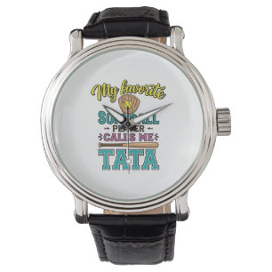 Lieblings-Softballspieler nennt mich TATA-Shirt-De Armbanduhr