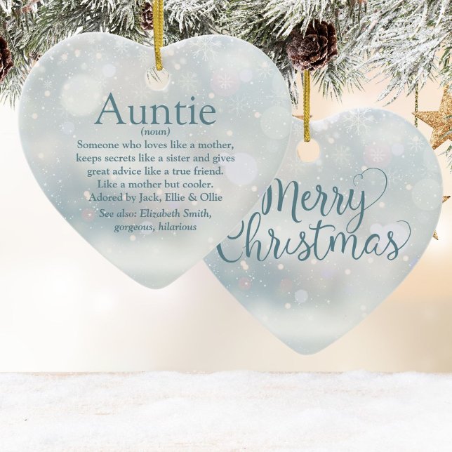 Lieblings Tante Definition Frohe Weihnachten Keramik Ornament (Favorite Auntie Aunt Definition Merry Christmas Ceramic Ornament)