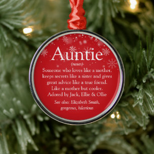 Lieblings-Tante-Tante-Definition Weihnachtsfeierta Ornament Aus Metall