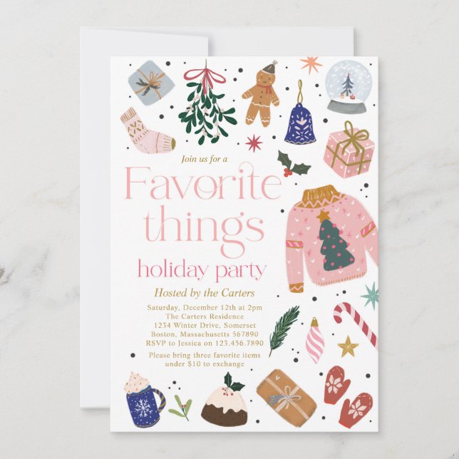 Lieblings-Things-Holiday-Geschenk-Exchange-Party Einladung (Vorderseite)