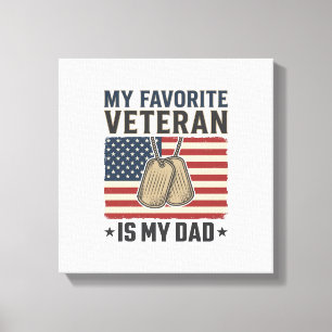 Lieblings-Veteran-Vater-Patriotische-Hundeanhänger Leinwanddruck