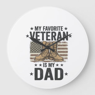 Lieblings-Veteran-Vater-Patriotische-Kampf-Stiefel Große Wanduhr