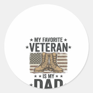 Lieblings-Veteran-Vater-Patriotisches-Kampfstiefel Runder Aufkleber