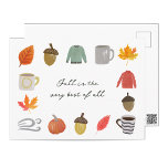 Lieblingsfall Postkarte<br><div class="desc">Dieses bezaubernde, herbstliche Design ist mit süßen kleinen Herbstthemen-Illustrationen geschmückt. Die warmen Farben und die exquisiten Details spiegeln das Wesen der Saison wieder und machen sie zu einer perfekten Wahl für verschiedene Herbstveranstaltungen.</div>