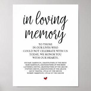 Lieblingsgedächtnis in unserem Heart Memorial Tabl Poster