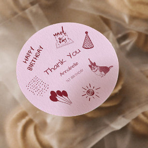 Lieblingshund 1. Geburtstag – Süßer Welpe, Luftbal Runder Aufkleber