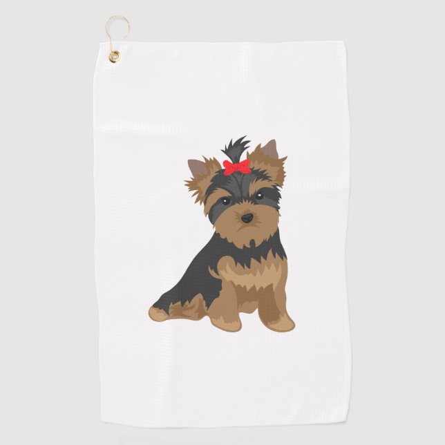Lieblingshund - roter Bogen Yorkshires Terrier Golfhandtuch (Vorderseite)