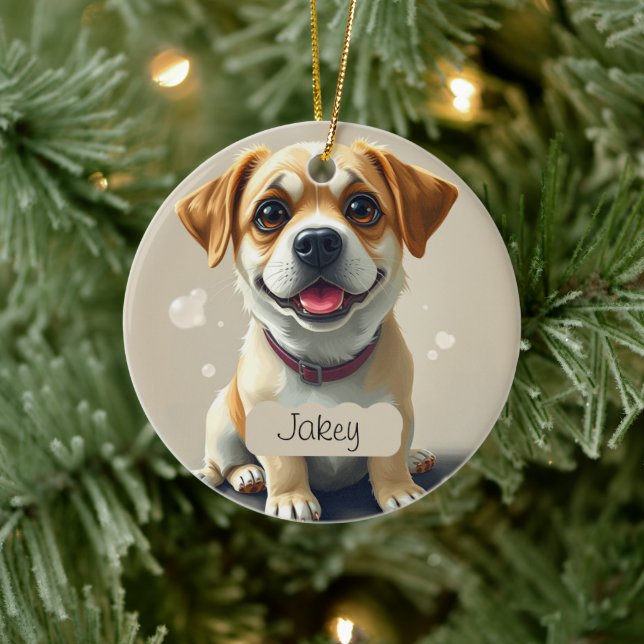 Lieblingshunde Fotovorlage Weihnachten Personalisi Keramik Ornament (Baum)