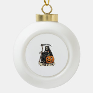 Lieblingsjob Sensenmann Halloween Kürbis Sense_1 Keramik Kugel-Ornament