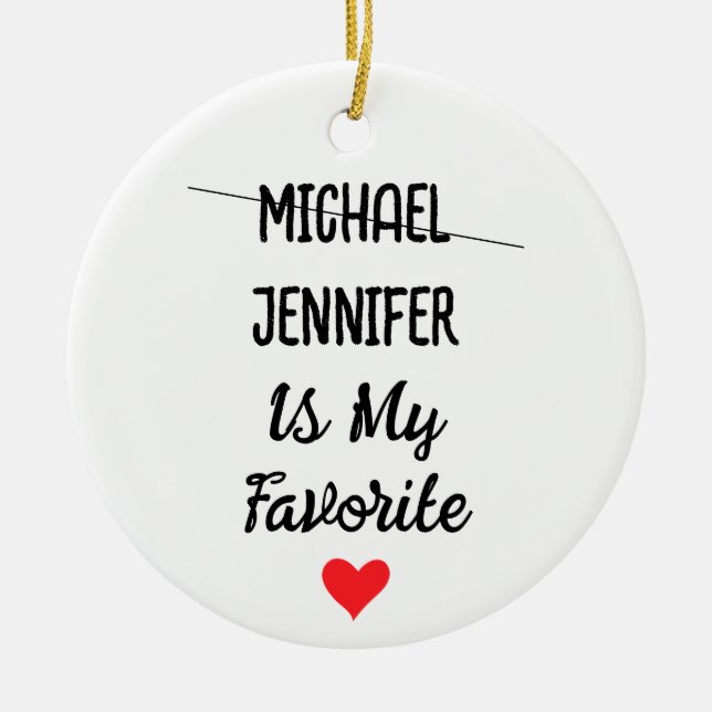 Lieblingskind mit Personalisierten 2 Namen Keramik Ornament (Vorne)