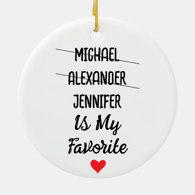 Lieblingskind mit Personalisierten 3 Namen Keramik Ornament (Hinten)