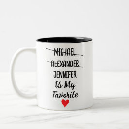 Lieblingskind mit Personalisierten 3 Namen Zweifarbige Tasse