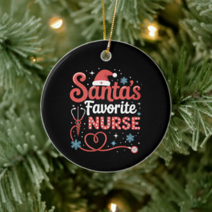 Lieblingskrankenschwester von Santa Weihnachten  Keramik Ornament