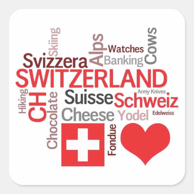 Lieblingsschweizer - I Liebe Schweiz Quadratischer Aufkleber (Vorderseite)