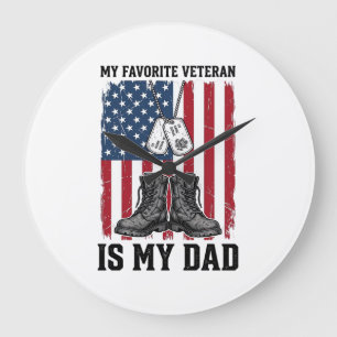 Lieblingsveteran Ist Mein Vater Patriotisches Shir Große Wanduhr