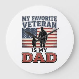 Lieblingsveteran Ist Mein Vater Patriotisches Shir Große Wanduhr
