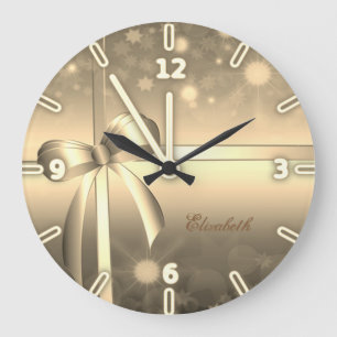 Liebreizende Elegante Gold-Schleife - Personalisie Große Wanduhr
