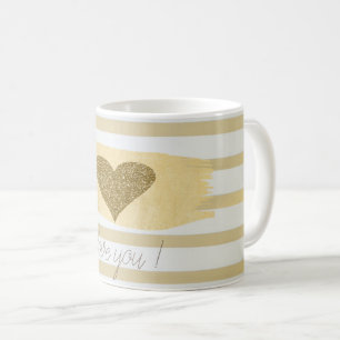 Liebreizende goldene Glitter-Herzen-Streifen - Ich Kaffeetasse