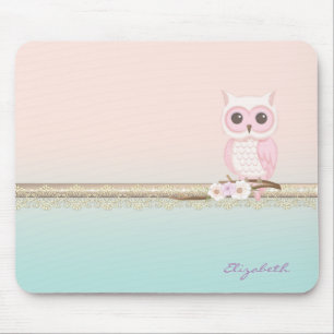 Liebreizende Mädchen Süße Rosa Eule Mousepad