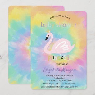 Liebreizender Schwan Tie Dye Babyshower Einladung