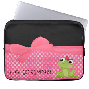 Liebreizender süßer Frosch auf Punkten-Hallo Schön Laptopschutzhülle