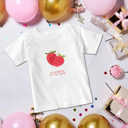 Liebreizendes Erdbeer-Duo | Personalisierter Gebur Baby T-shirt