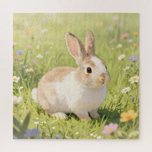 Liebreizige flauschige Hasen-Wildblumenwiese