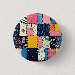 Liebreiziges Patchwork-Design, spielerisches Muste Button