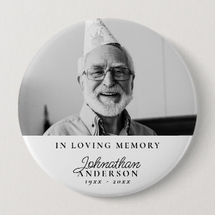 Liebserinnerung Modern Schwarz-Weiß-Foto-Trauerfei Button