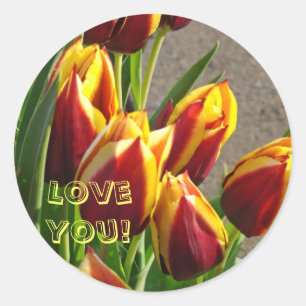 Liebst du! Aufkleber Rote Gelbe Tulpen Blumen