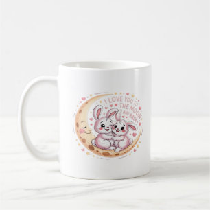 Liebst du bis zum Mond und zurück Häschen-Paar-Lie Kaffeetasse