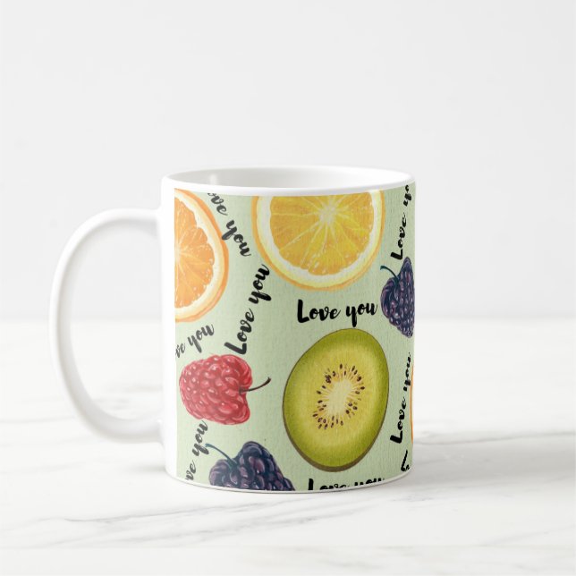 Liebst Du' Buntes Frucht-Muster-Tasse Kaffeetasse (Links)