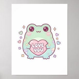 Liebst du Froschposter Süßer Romantischer Frosch H Poster