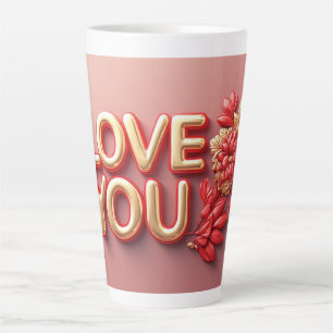Liebst du Goldene Buchstaben mit roten floralen Pe Milchtasse