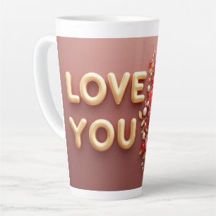 Liebst du Goldene Buchstaben mit roten floralen Pe Milchtasse