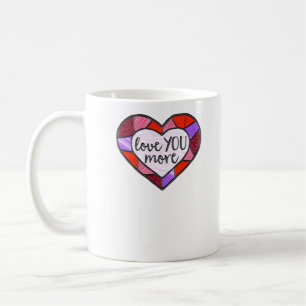 Liebst Du mehr Buntglas-Herz-Mosaik Kunst Kaffeetasse