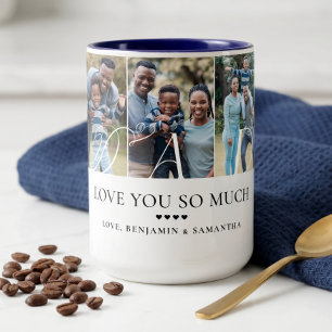 Liebst du Papa Personalisierte 5-Foto-Collage-Gesc Zweifarbige Tasse