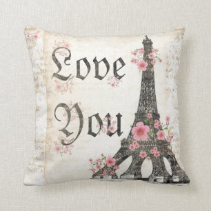 Liebst du romantisches Paris-Tee rosa Kirschblüten Kissen